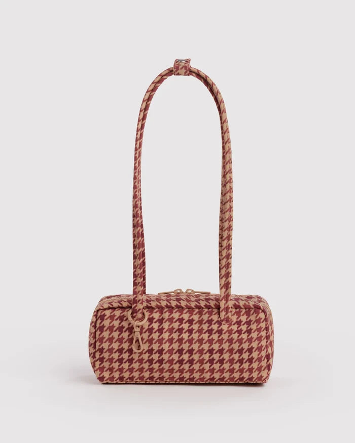 Tan Houndstooth Small Nylon Bowler Bag Baggu