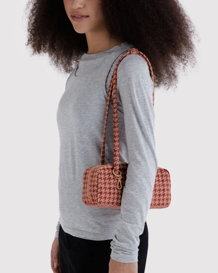 Tan Houndstooth Small Nylon Bowler Bag Baggu
