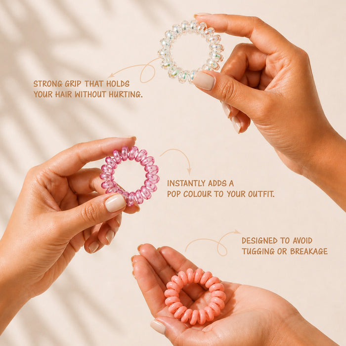 Tangle-Free Spiral Hair Ties - Set of 6 - Peach