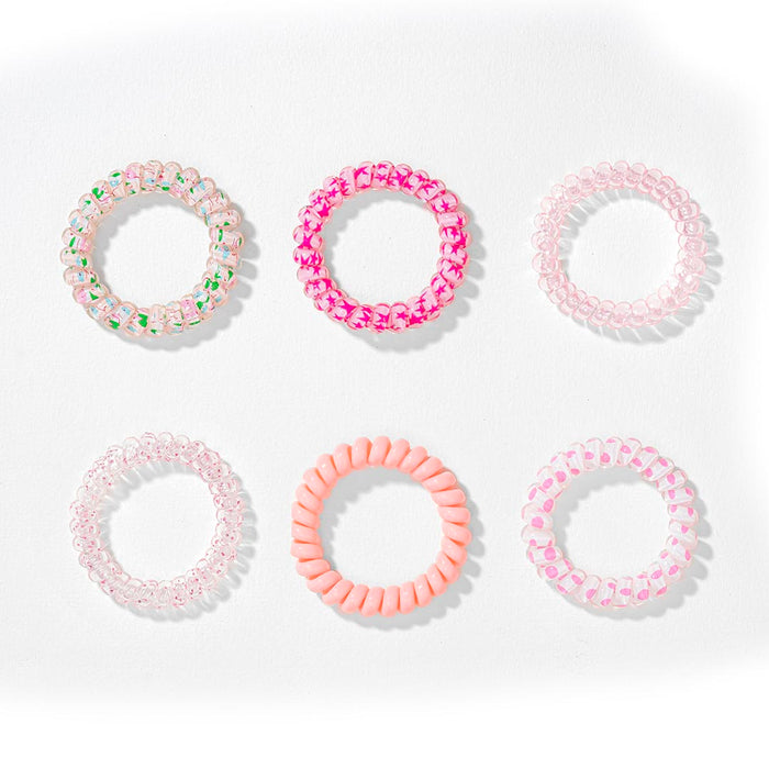 Tangle-Free Spiral Hair Ties - Set of 6 - Peach