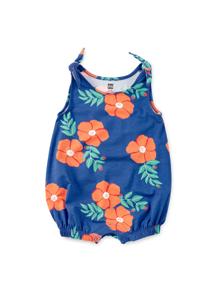 Tea Collection Tie Shoulder Baby Romper in Rock Rose