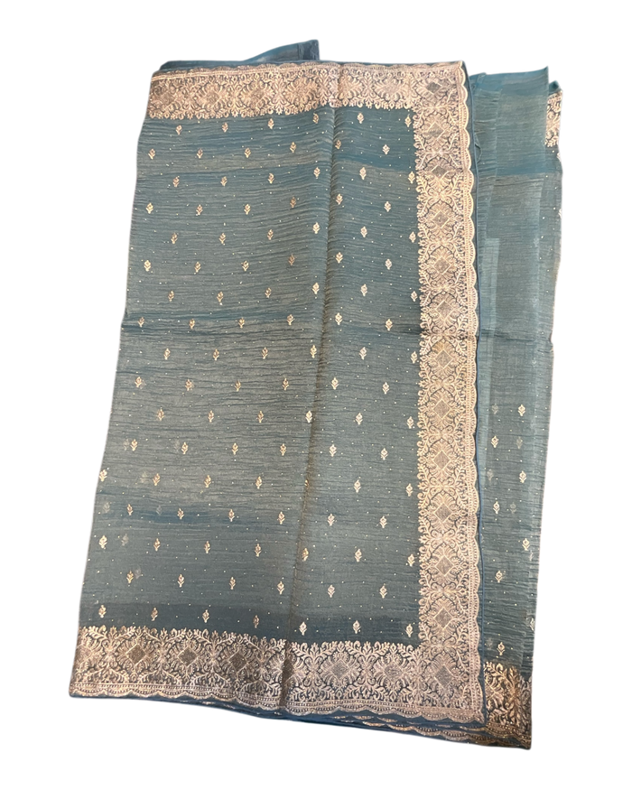 Teal - Fancy Party Saree with Blouse Piece - UK stock - 24hr Dispatch - VFU5410 03VR26