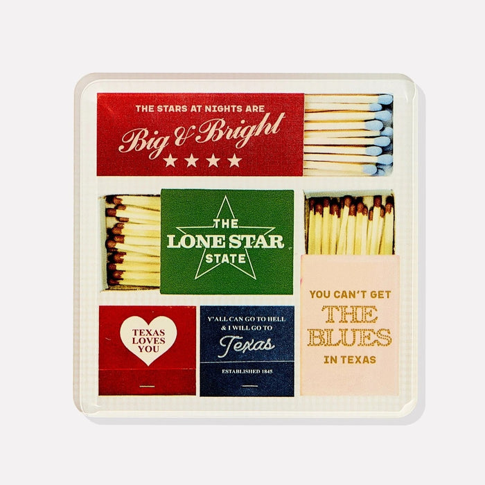 Texas Matchbook Acrylic Coaster Set