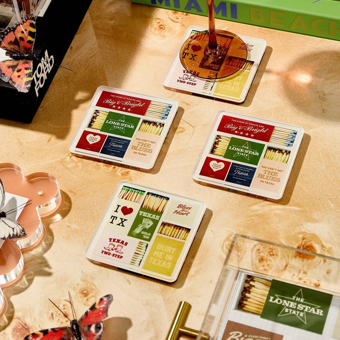 Texas Matchbook Acrylic Coaster Set
