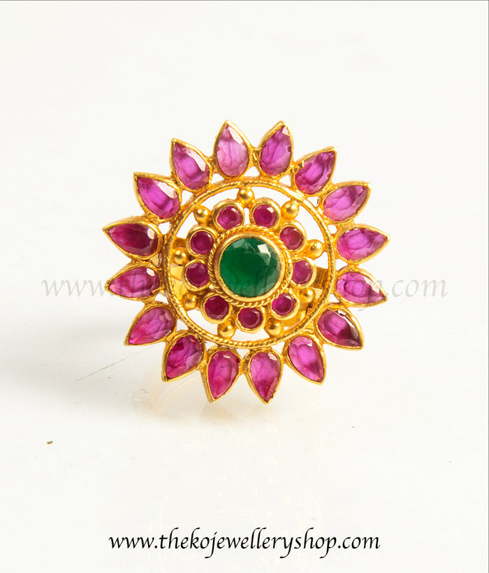 ancient south indian antique gold dipped finger ring for women