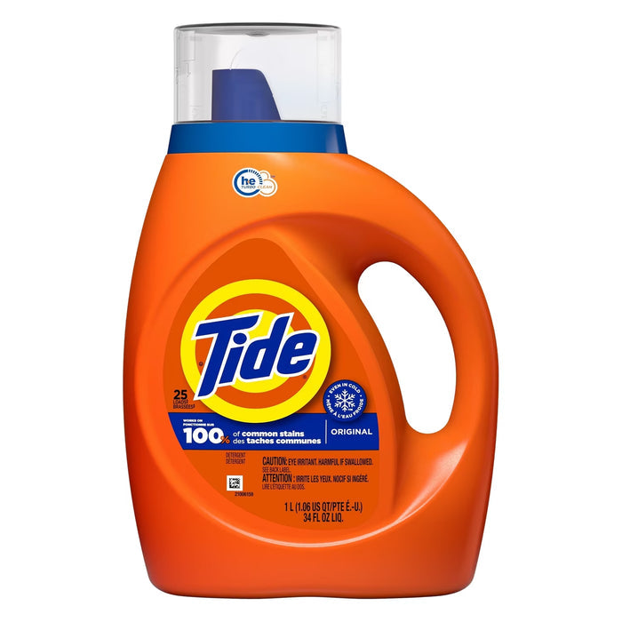 Tide Original Scent Liquid Laundry Detergent HE Compatible, 34 fl oz - 25 Ct Loads - 6 Pack