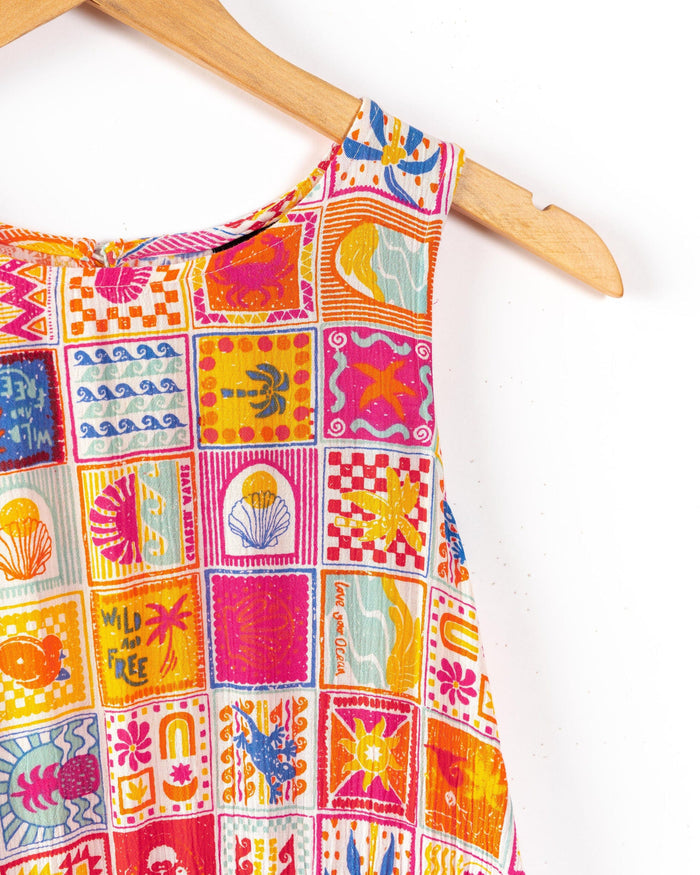 Tiles Kids Dress in Multi