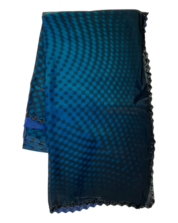 Turquoise Green - Printed Crepe Silky Saree with Blouse Piece - UK stock - 24hr Dispatch - RS2528 VR