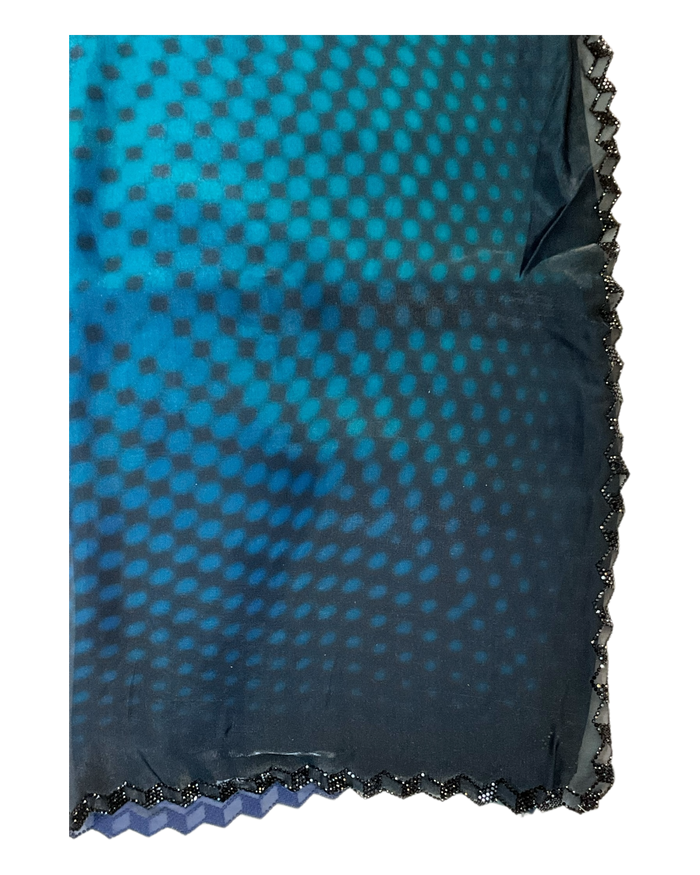 Turquoise Green - Printed Crepe Silky Saree with Blouse Piece - UK stock - 24hr Dispatch - RS2528 VR