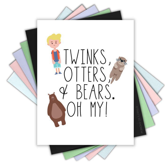 Twinks, Otters, + Bear. Oh My. Birthday Card