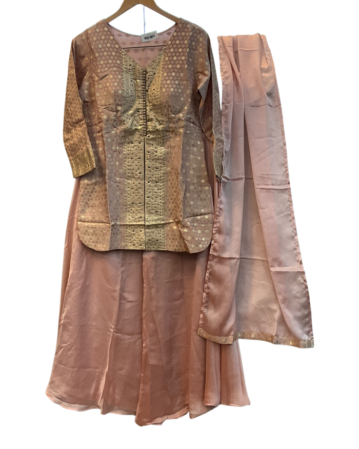 UK 12 / 38" - Baby Pink - Ladies Sharara / Palazzo Trousers Suit - UK Stock - Sangeet / Henna / Weddings - OC21195 VA