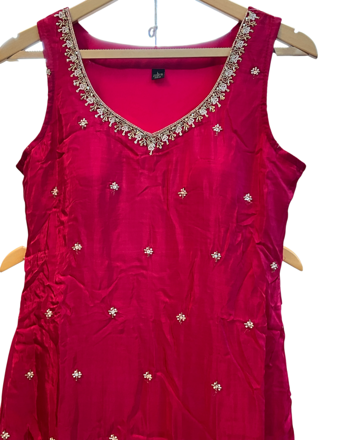 UK 12 / 38" - Fuchsia Pink - Ladies Sharara / Palazzo Trousers Suit - UK Stock - Sangeet / Henna / Weddings - OC76148 TA