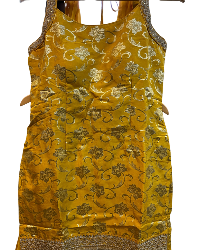 UK 12 / 38" - Haldi Yellow - Ladies Sharara / Palazzo Trousers Suit - UK Stock - Sangeet / Henna / Weddings - OC8286 VA