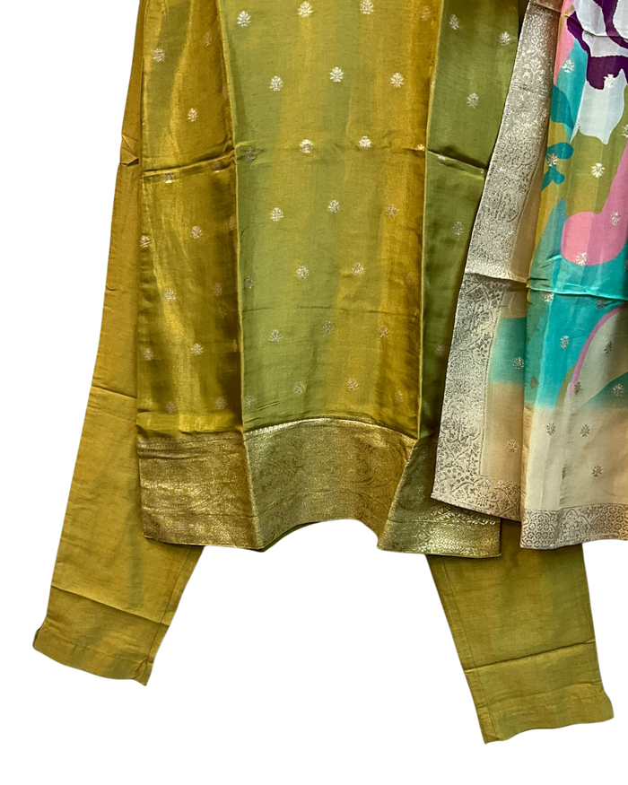 UK 12 / 38" - Olive Green - Silky Ladies Trousers Suit - Sangeet / Henna / Temple - OC34091 TC