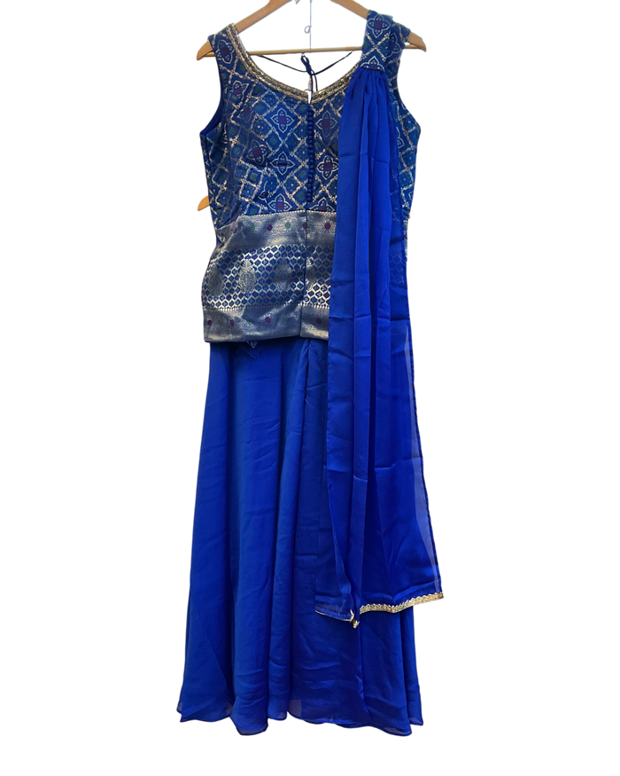 UK 12 / 38" - Royal Blue - Mid length - Ladies Sharara / Palazzo Trousers Suit - UK Stock - Sangeet / Henna / Weddings - HEL25321 VA