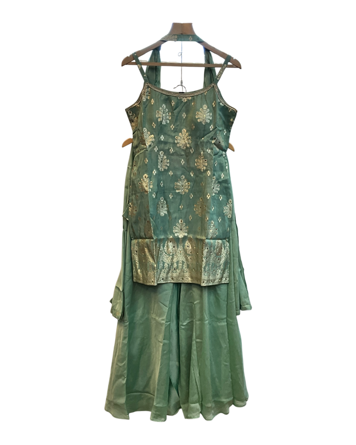 UK 12 / 38" - Sea Green - Ladies Sharara / Palazzo Trousers Suit - UK Stock - Sangeet / Henna / Weddings - OC21179 VA