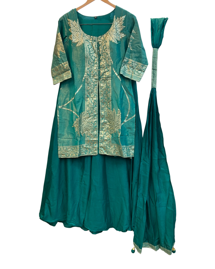 UK 12 / 38" - Turquoise - Ladies Sharara / Palazzo Trousers Suit - UK Stock - Sangeet / Henna / Weddings - OC21203 VR