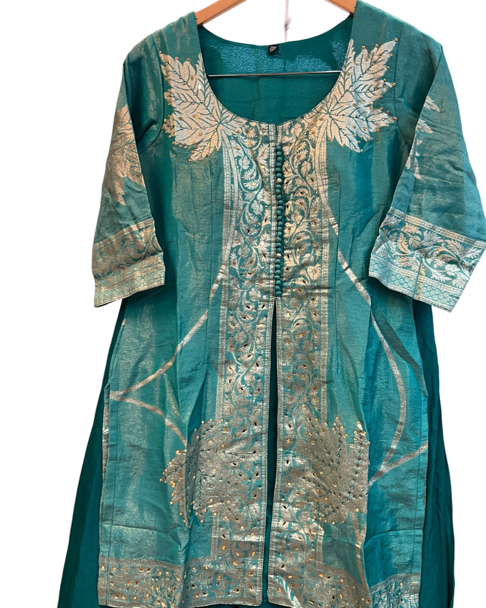 UK 12 / 38" - Turquoise - Ladies Sharara / Palazzo Trousers Suit - UK Stock - Sangeet / Henna / Weddings - OC21203 VR