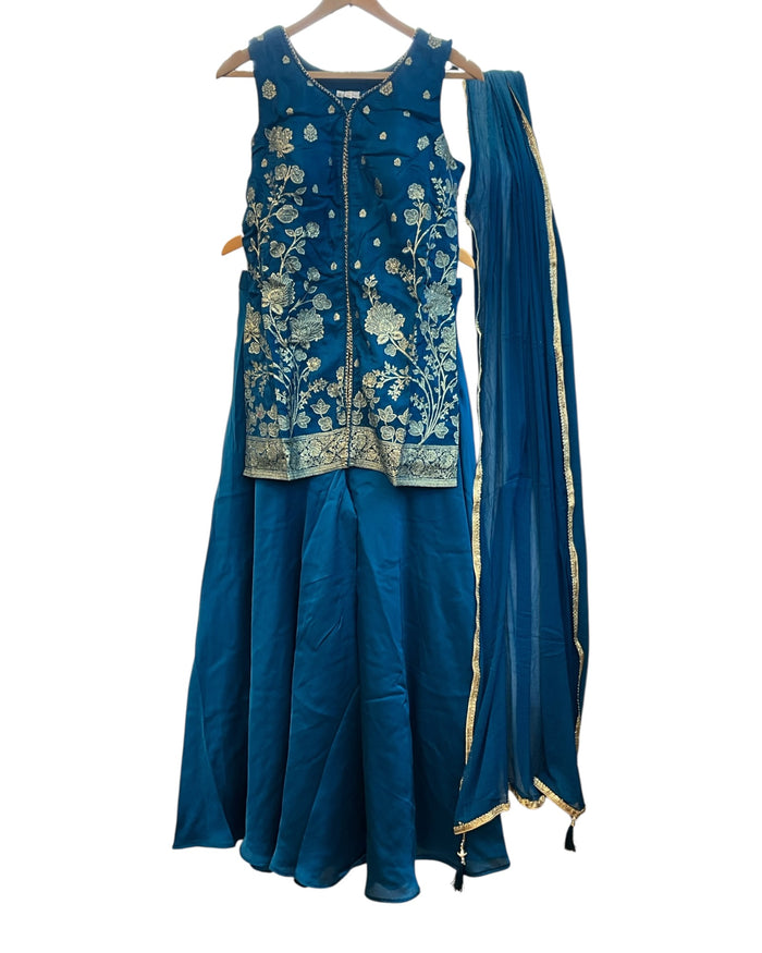 UK 12 / 38" - Turquoise Blue - Ladies Sharara / Palazzo Trousers Suit - UK Stock - Sangeet / Henna / Weddings - DIL9426 TA
