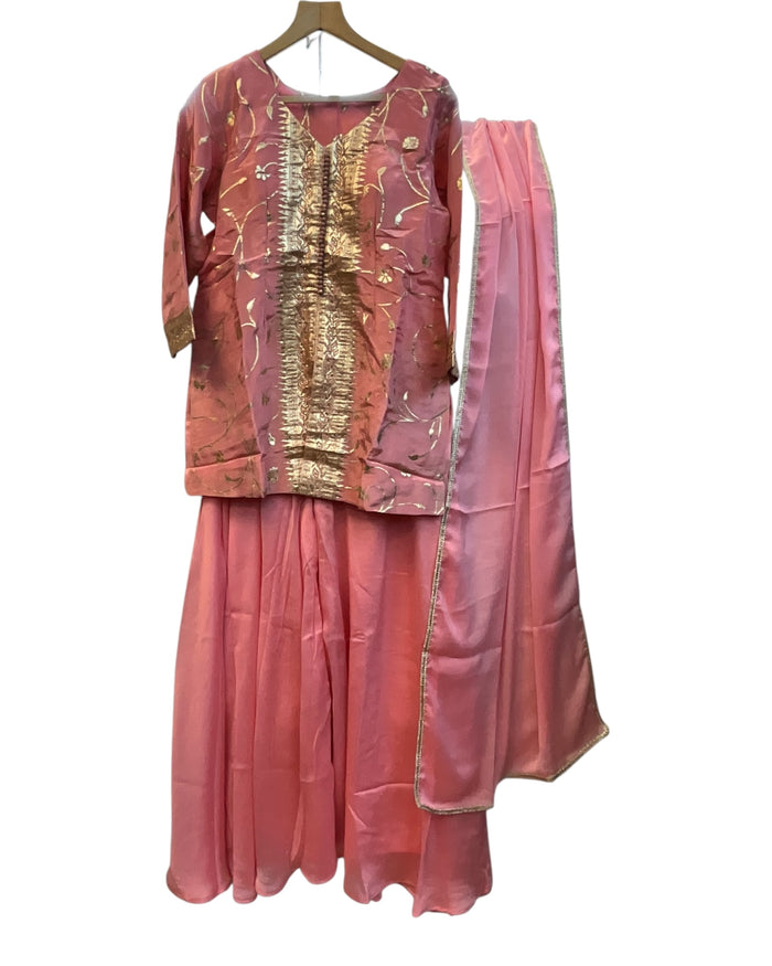 UK 16 / 42" - Baby Pink- Ladies Sharara / Palazzo Trousers Suit - UK Stock - Sangeet / Henna / Weddings - DIL29006 VP