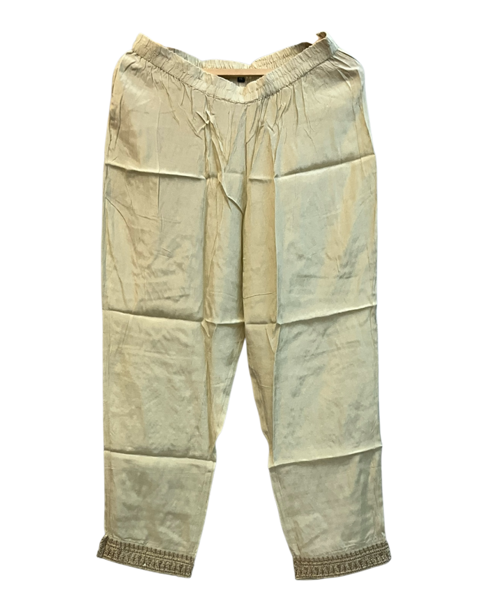 UK 16 / 42" - Cream - Silky Ladies Trousers Suit - Sangeet / Henna / Temple - OC45124 TT