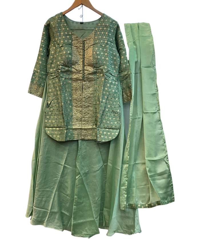 UK 16 / 42" - Mint Green - Ladies Sharara / Palazzo Trousers Suit - UK Stock - Sangeet / Henna / Weddings - OC21195 VA
