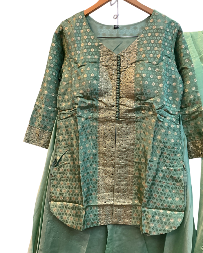 UK 16 / 42" - Mint Green - Ladies Sharara / Palazzo Trousers Suit - UK Stock - Sangeet / Henna / Weddings - OC21195 VA