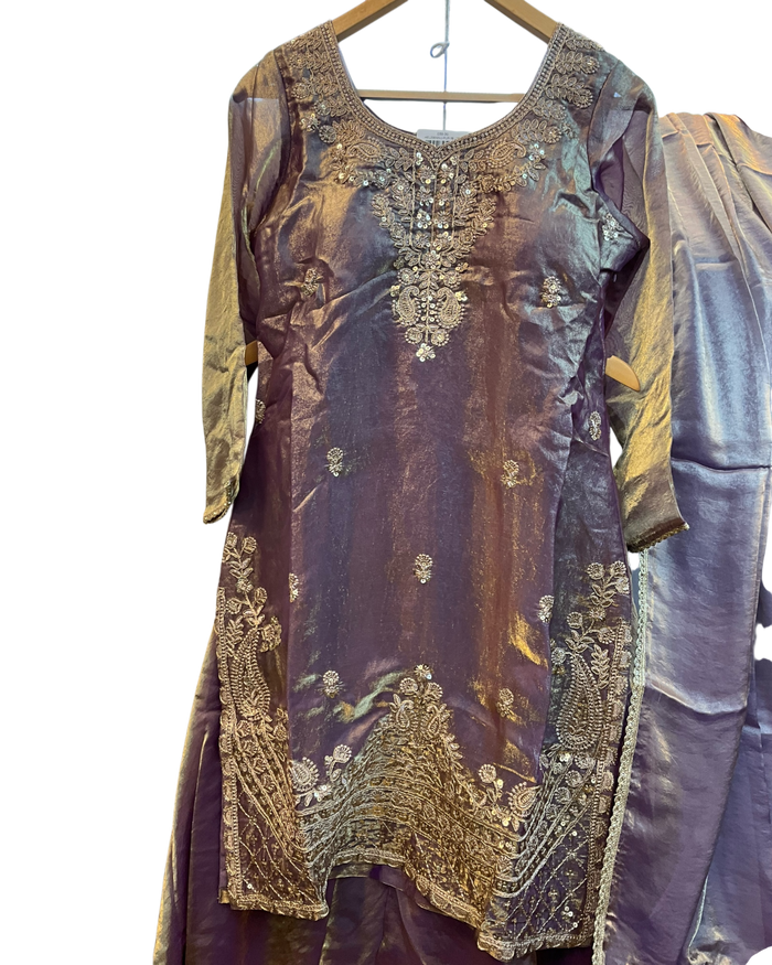 UK 16 / 42" - Purple - Ladies Sharara / Palazzo Trousers Suit - UK Stock - Sangeet / Henna / Weddings - HEL22010 VJ