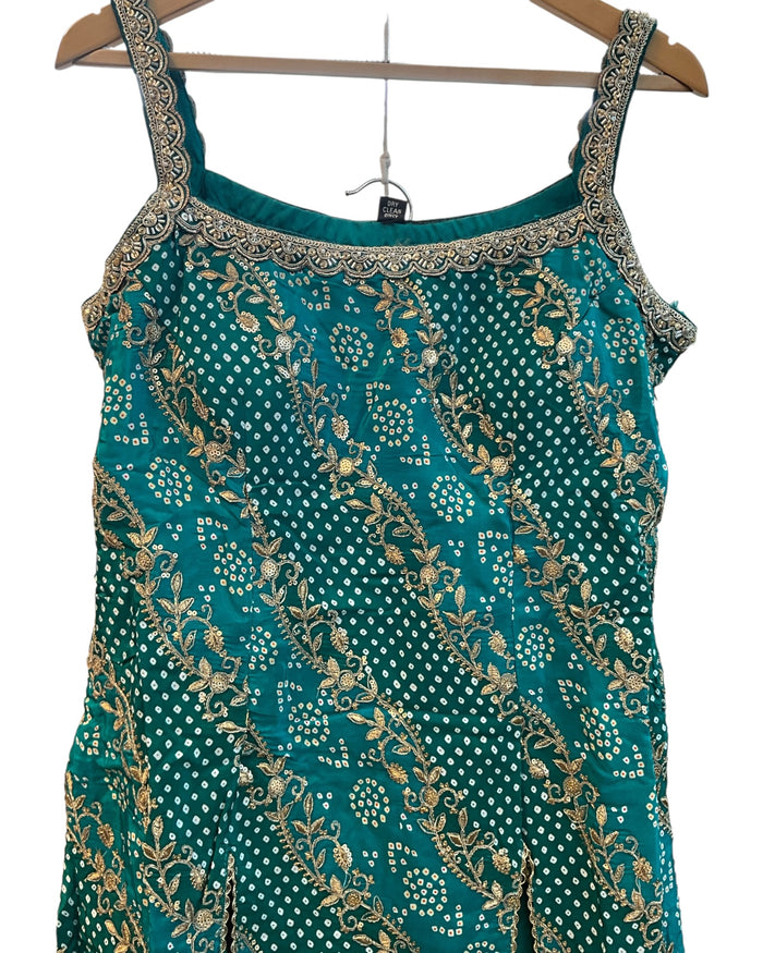 UK 16 / 42" - Turquoise - Ladies Sharara / Palazzo Trousers Suit - UK Stock - Sangeet / Henna / Weddings - DIL9427 JY