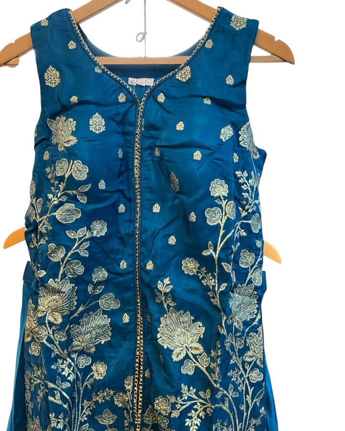 UK 16 / 42" - Turquoise Blue - Ladies Sharara / Palazzo Trousers Suit - UK Stock - Sangeet / Henna / Weddings - DIL9426 TA