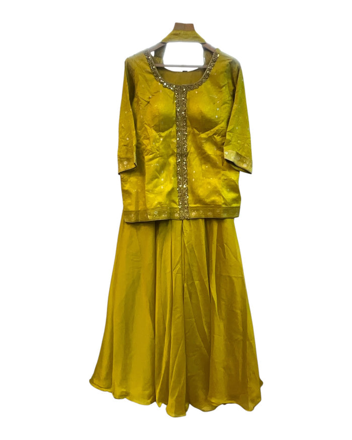 UK 20 / 46" - Yellow - Ladies Sharara / Palazzo Trousers Suit - UK Stock - Sangeet / Henna / Weddings - DIL8640 TP