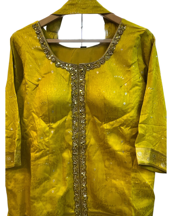 UK 20 / 46" - Yellow - Ladies Sharara / Palazzo Trousers Suit - UK Stock - Sangeet / Henna / Weddings - DIL8640 TP