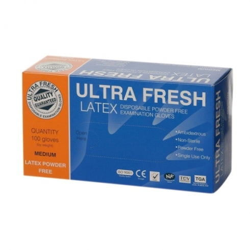 UltraFresh Disposable Latex Gloves Powder Free Extra Large