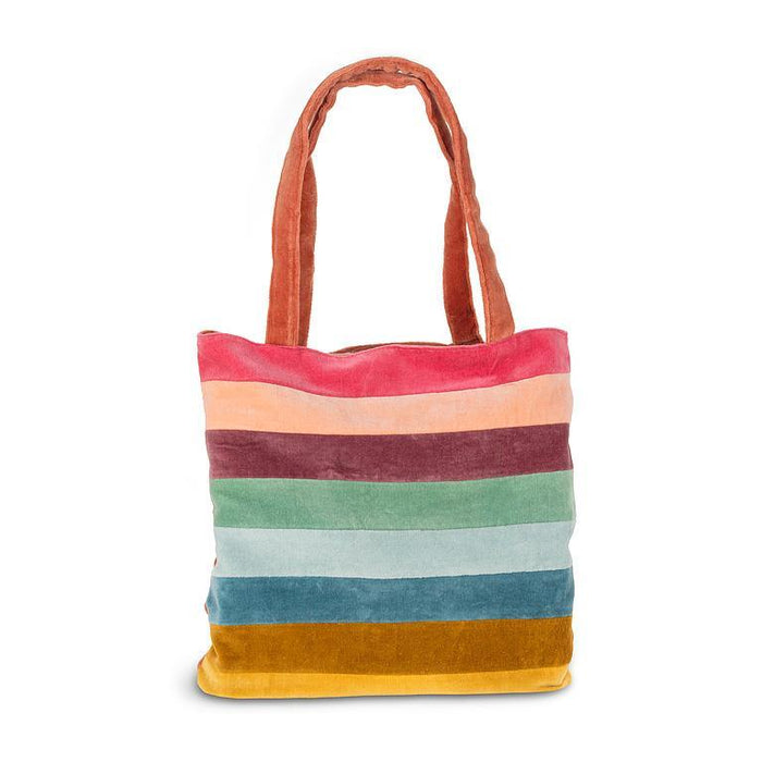VELVET Rainbow Stripes Cotton Lined Tote