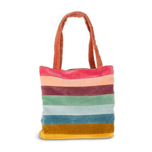 VELVET Rainbow Stripes Cotton Lined Tote