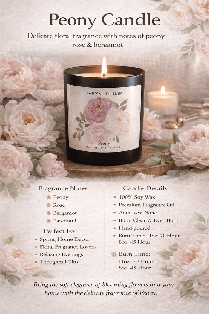 Watercolor Peony Candle 11oz