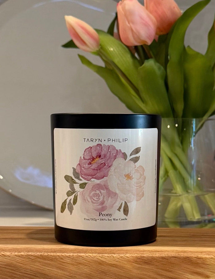 Watercolor Peony Candle 11oz