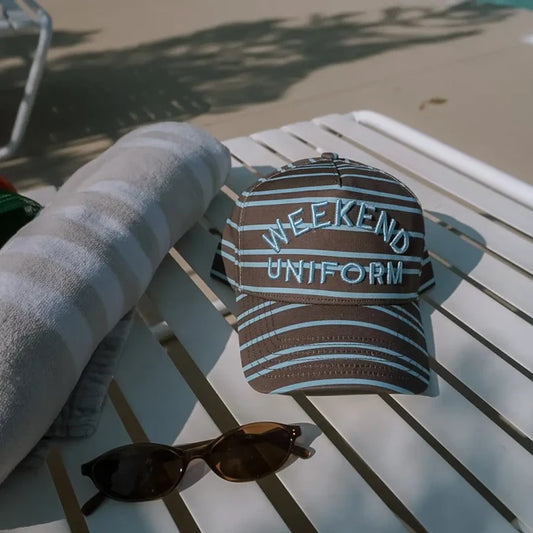Weekend Uniform Striped Hat Puff Embroidered