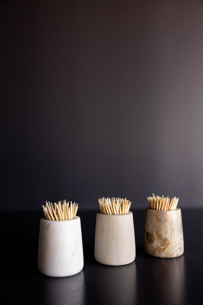 White Marble Toothpick Holder - Magnolia Lane co. Home + Garden + Gift
