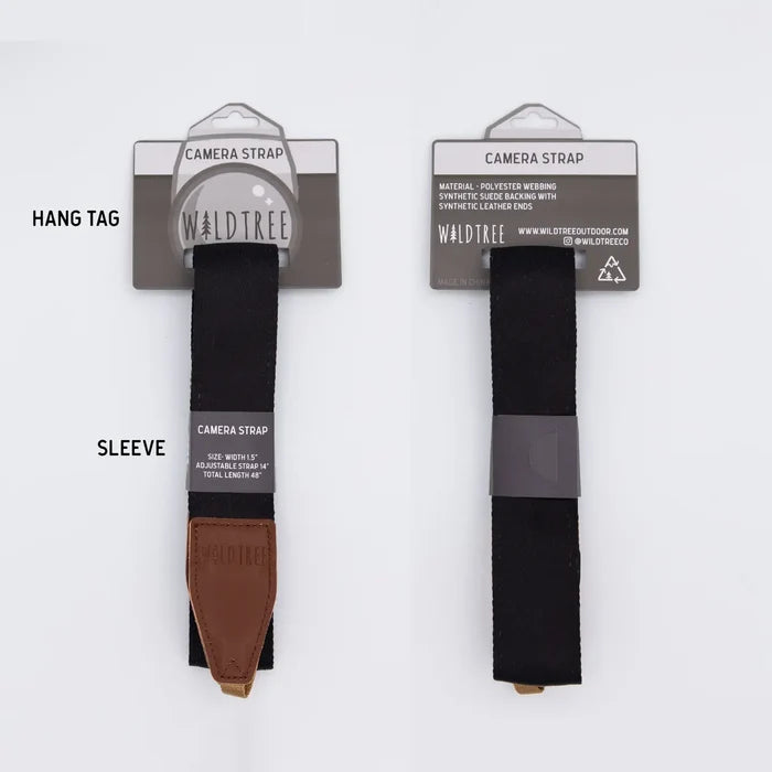 Two Wildtree Moody Flower camera straps, universally compatible, shown packaged. Stylish floral design for all DSLR cameras.