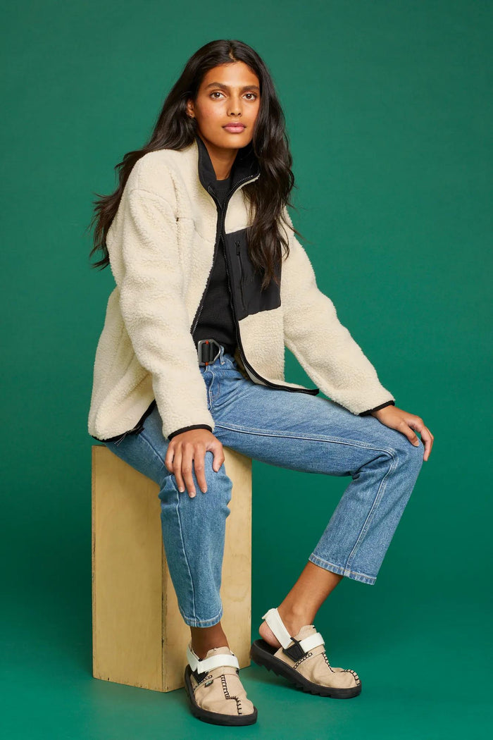 Women's Chilali Faux Shearling Fleece Jacket-Oyster-Regular-4