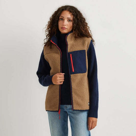 Women's Chilali Faux Shearling Fleece Vest-Camel-Regular-7