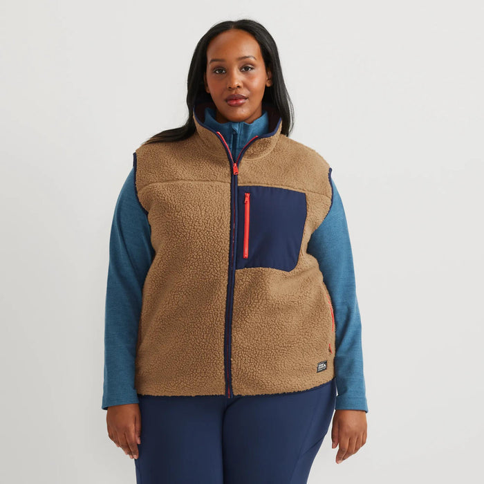 Women's Chilali Faux Shearling Fleece Vest-Camel-Plus-1