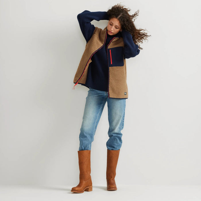 Women's Chilali Faux Shearling Fleece Vest-Camel-Regular-6