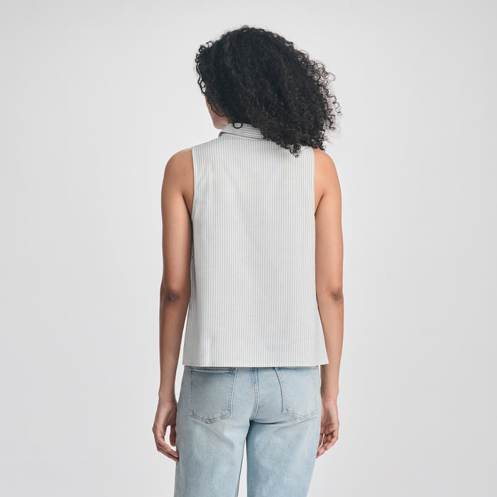 Women's Departure Collared Tank-Blue Smoke-2