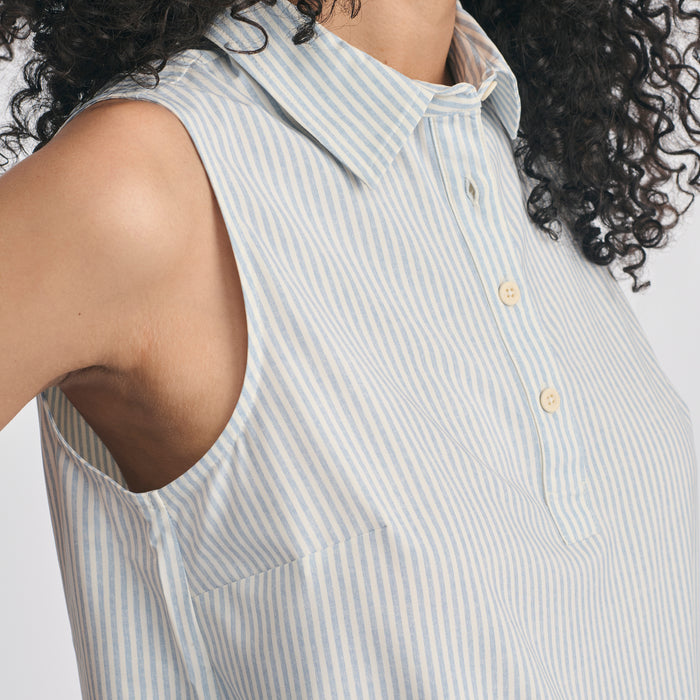 Women's Departure Collared Tank-Blue Smoke-3