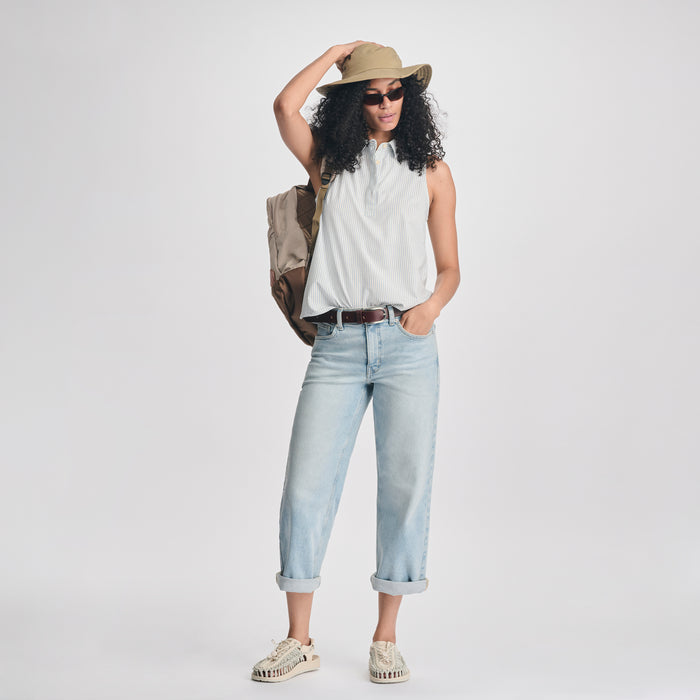 Women's Departure Collared Tank-Blue Smoke-4