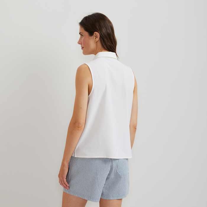 Women's Departure Collared Sl Tank-Snow-Regular-F1