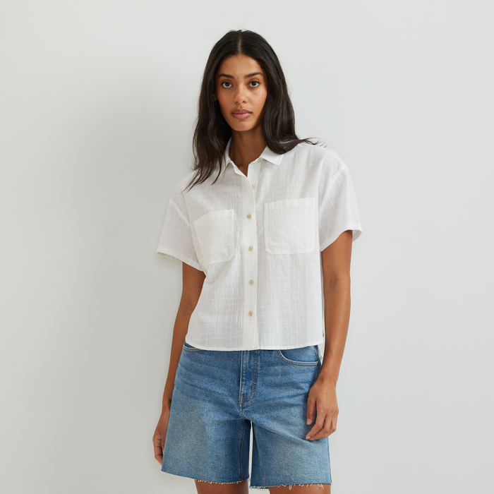 Women's Destination Two-Pocket Utility Shirt - Indigo-White-Regular-C1