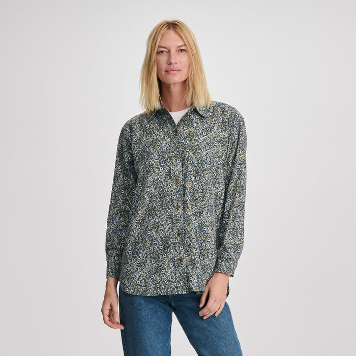Women's Poplin Button Down Shirt-Dusty Lavendar-1